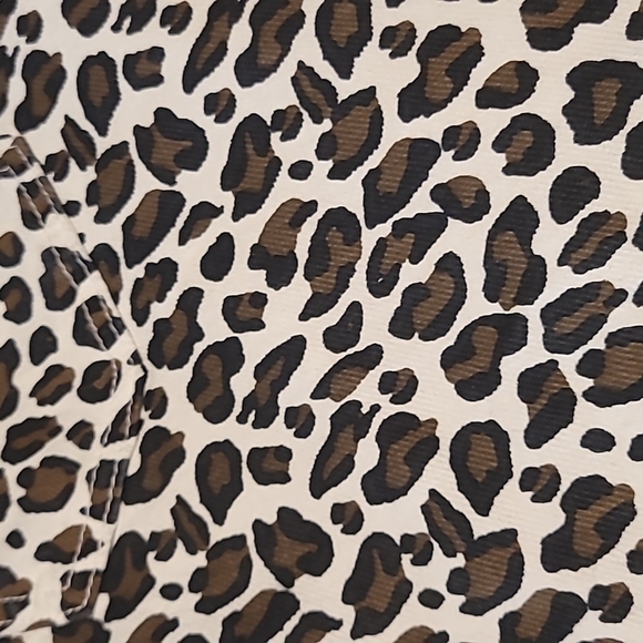 NWT White and Leopard Bell Bottom Jeans - Picture 7 of 7